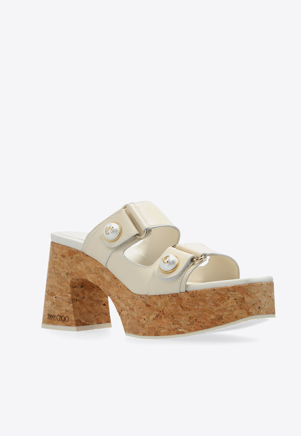 Jimmy Choo Fayence 95 Platform Sandals FAYENCE WEDGE 95 SQM-LATTE Cream