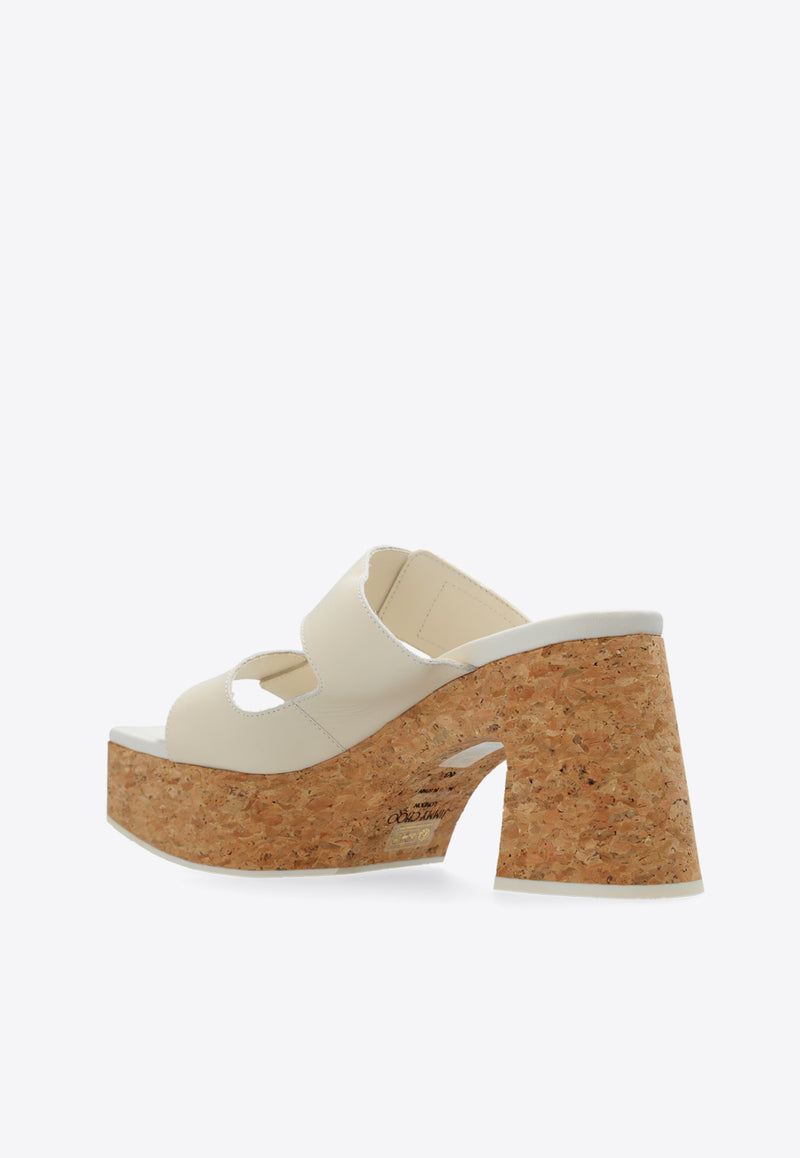 Jimmy Choo Fayence 95 Platform Sandals FAYENCE WEDGE 95 SQM-LATTE Cream