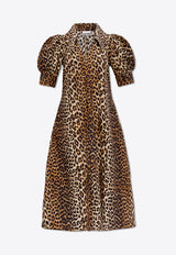 GANNI Leopard-Printed Midi Dress F8842 6488-943