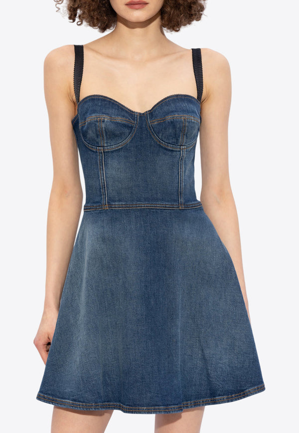 Denim Corset Mini Dress Dolce 
Gabbana F6GAMD G8KT2-S9001 Blue