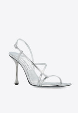 Jimmy Choo Etana 95 Leather Sandals ETANA 95 QUI-SILVER Silver