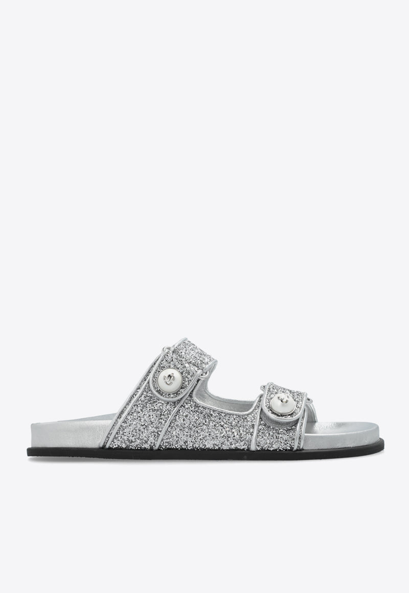 Jimmy Choo Fayence Glittered Slides FAYENCE SANDAL PJM-SILVER SILVER Silver