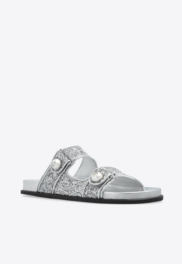 Jimmy Choo Fayence Glittered Slides FAYENCE SANDAL PJM-SILVER SILVER Silver