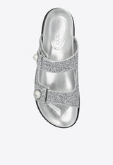 Jimmy Choo Fayence Glittered Slides FAYENCE SANDAL PJM-SILVER SILVER Silver