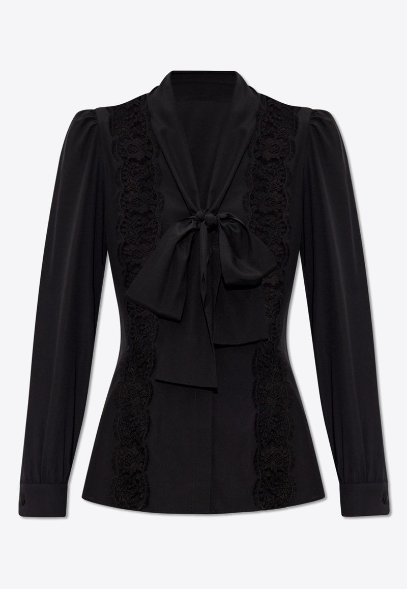 Silk Shirt With Lace Inlay Dolce 
Gabbana F5R31T FUABS-N0000 Black