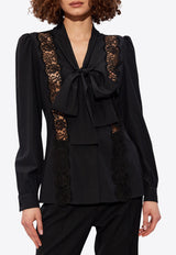 Silk Shirt With Lace Inlay Dolce 
Gabbana F5R31T FUABS-N0000 Black