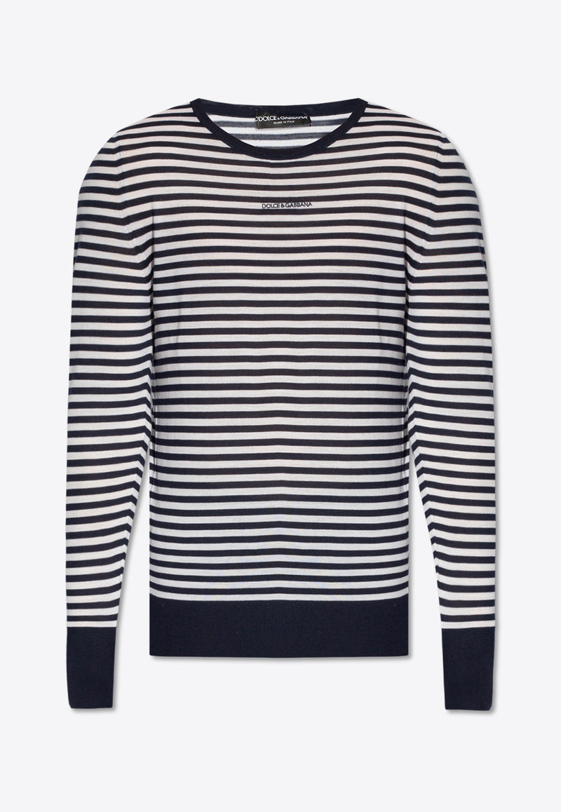 Boat-Neck Striped Wool Sweater Dolce 
Gabbana GXX14Z JCVQ9-W1002 Navy