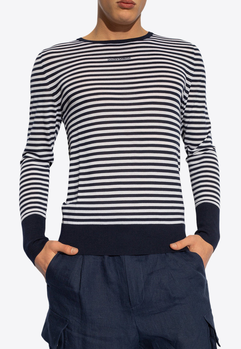 Boat-Neck Striped Wool Sweater Dolce 
Gabbana GXX14Z JCVQ9-W1002 Navy