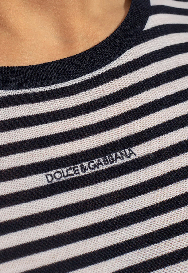 Boat-Neck Striped Wool Sweater Dolce 
Gabbana GXX14Z JCVQ9-W1002 Navy