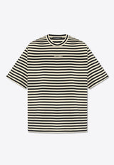 Embroidered-Logo Striped Crewneck T-Shirt Dolce 
Gabbana G8RG6T G7K3P-S9000 Navy