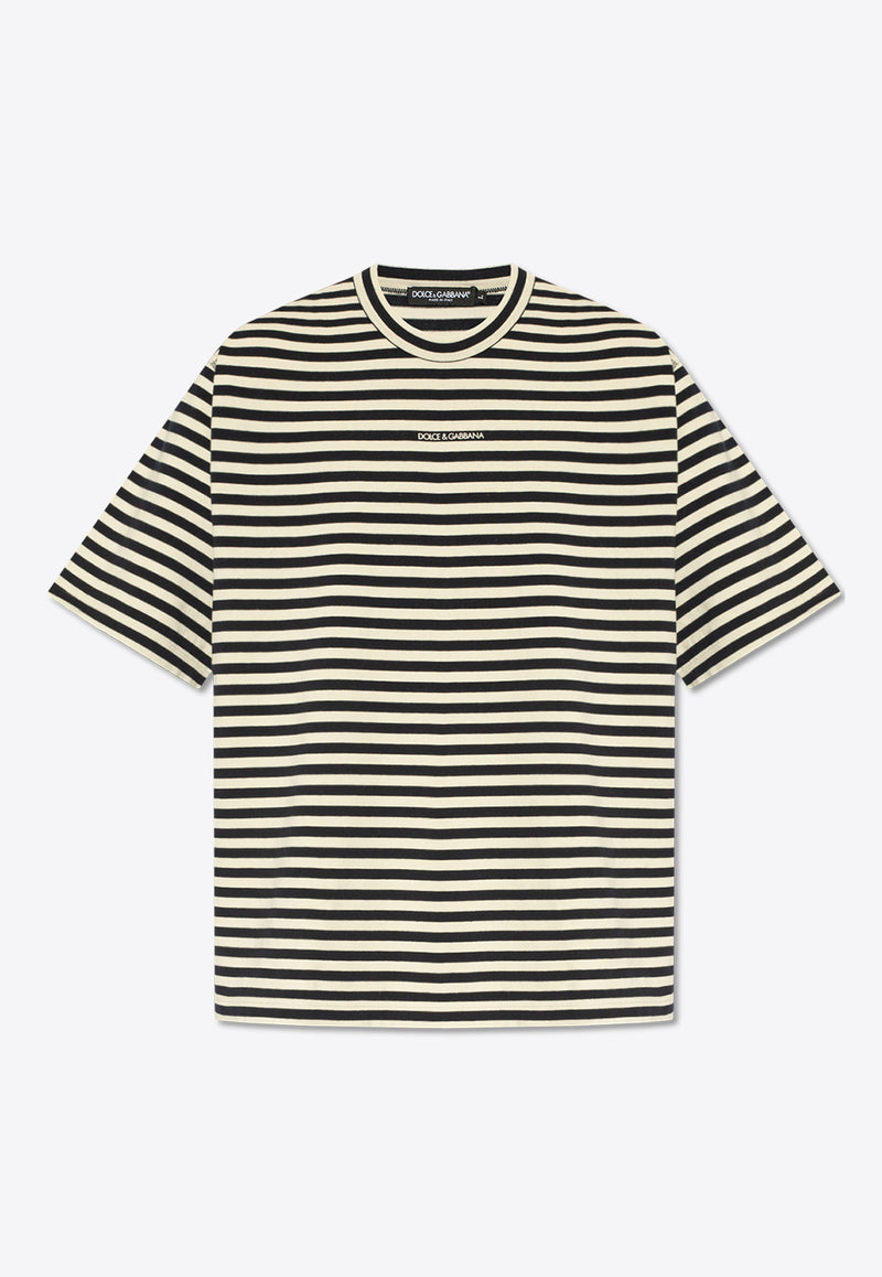 Embroidered-Logo Striped Crewneck T-Shirt Dolce 
Gabbana G8RG6T G7K3P-S9000 Navy