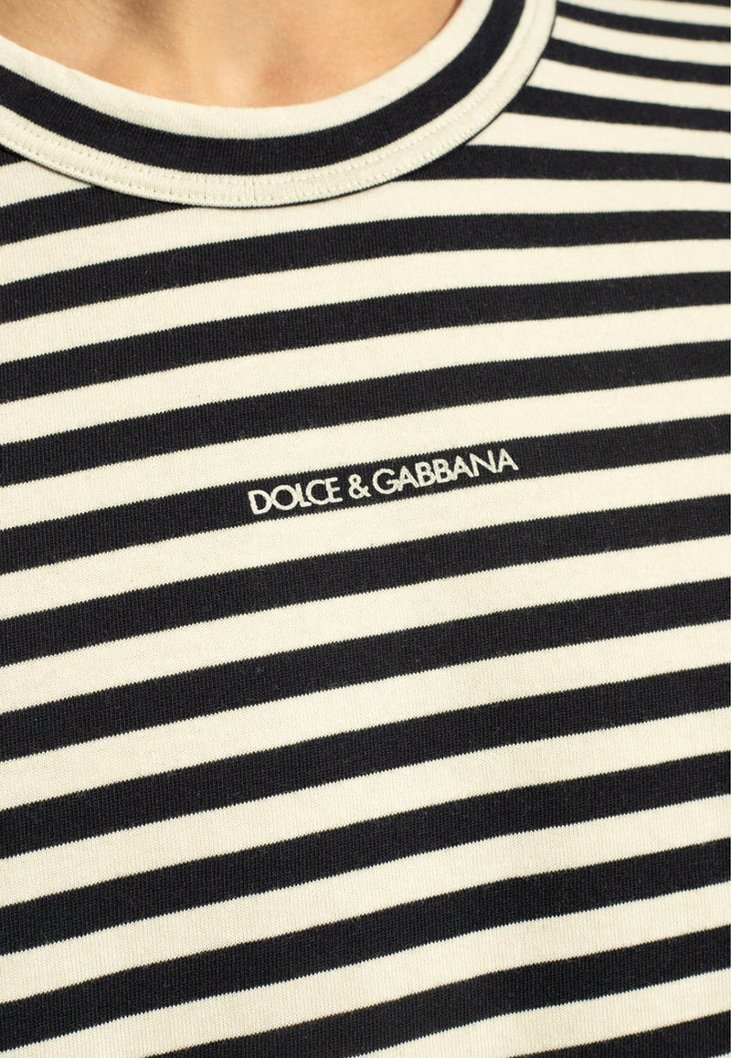 Embroidered-Logo Striped Crewneck T-Shirt Dolce 
Gabbana G8RG6T G7K3P-S9000 Navy