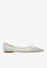 Jimmy Choo Love Ballerina Shoes LOVE FLAT NYT-WHITE CRYSTAL Cream