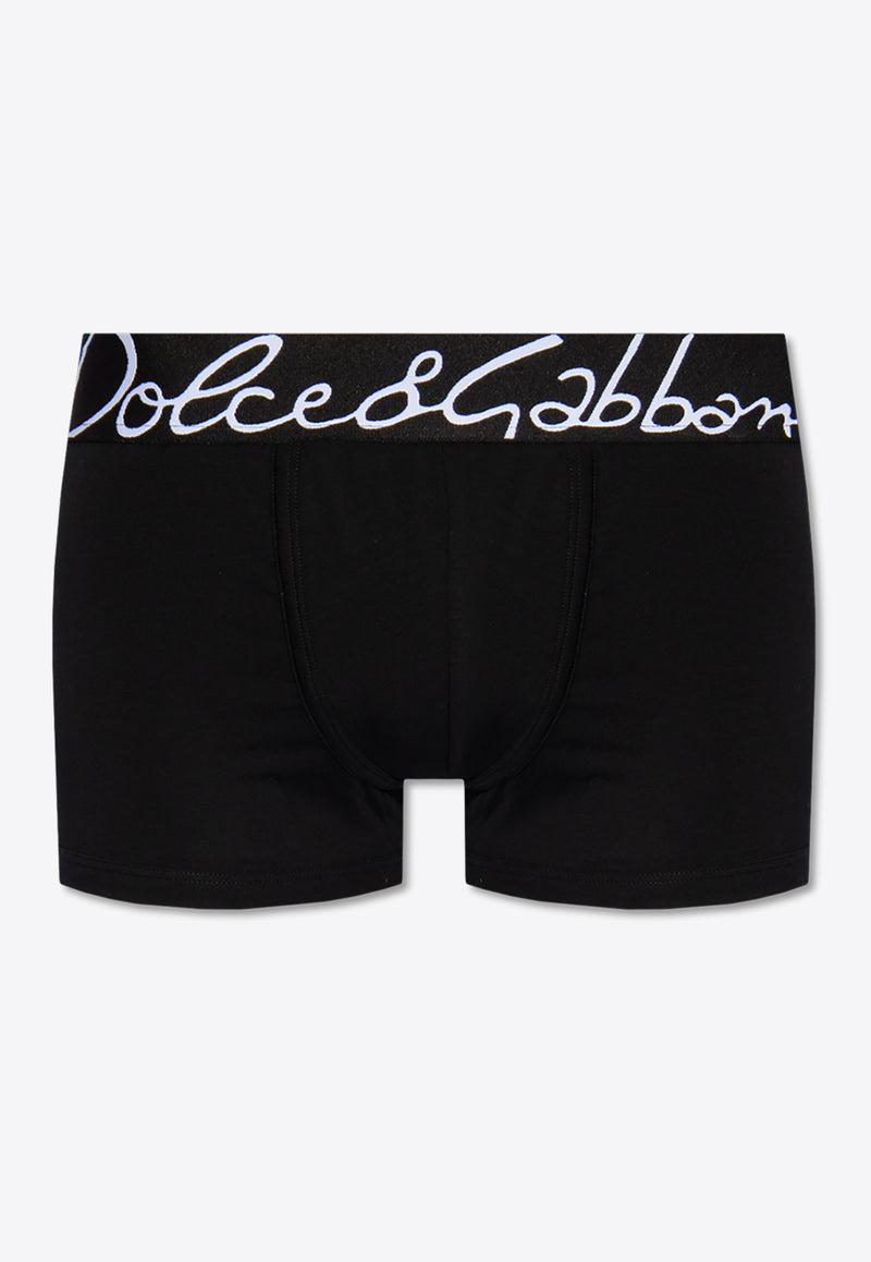 Signature Logo-Inlay Elastic Boxers Dolce 
Gabbana M4F34J ONP20-N0000 Black