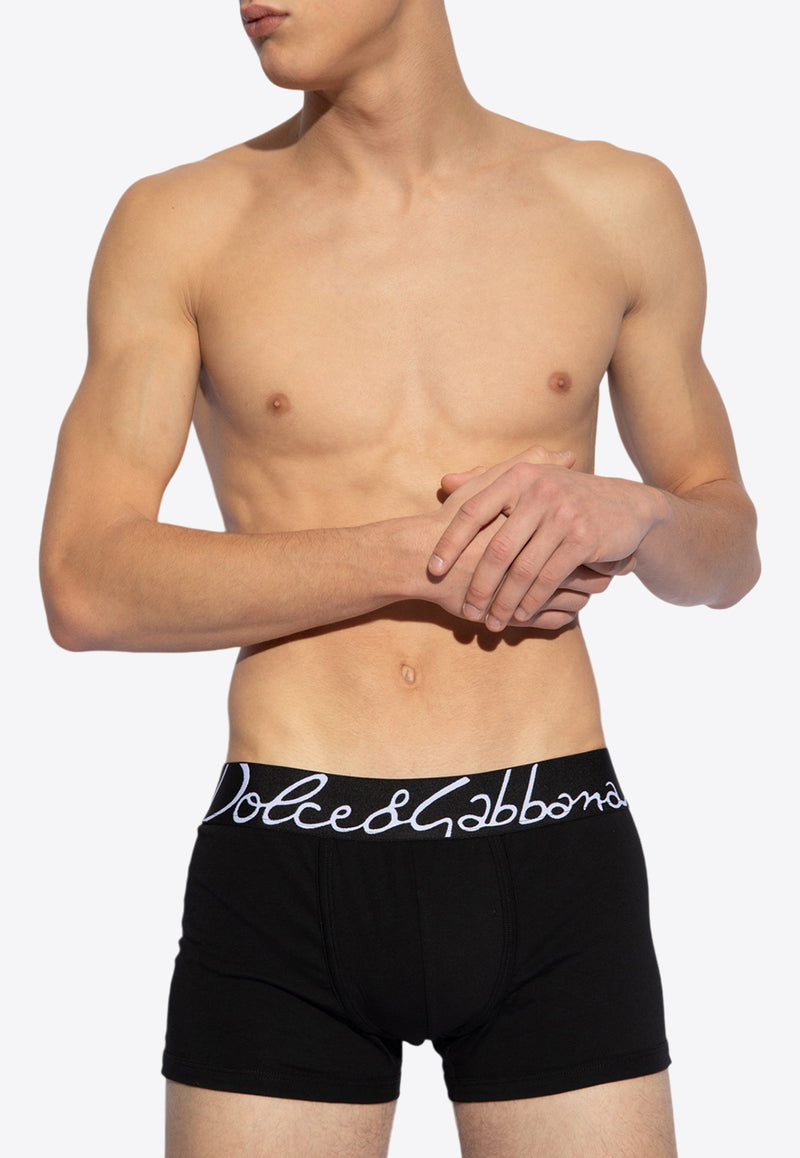 Signature Logo-Inlay Elastic Boxers Dolce 
Gabbana M4F34J ONP20-N0000 Black