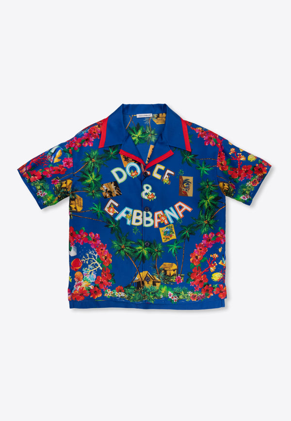 Dolce 
Gabbana Kids Graphic-Printed Silk Shirt L43S86 G7L5W-HT4ZA