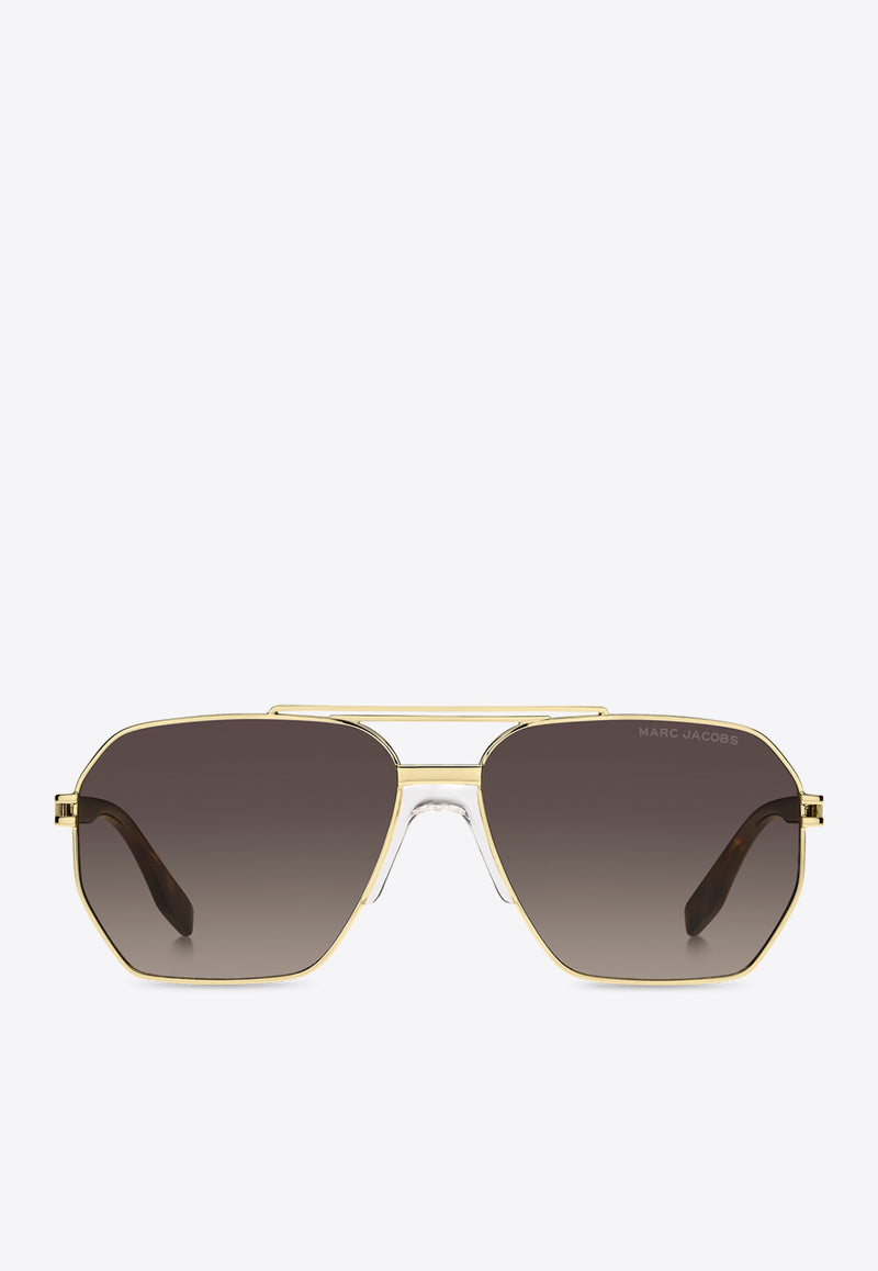 Marc Jacobs Refined Aviator Square Sunglasses MARC 748 S 0-06J GOLD HAVANA Brown