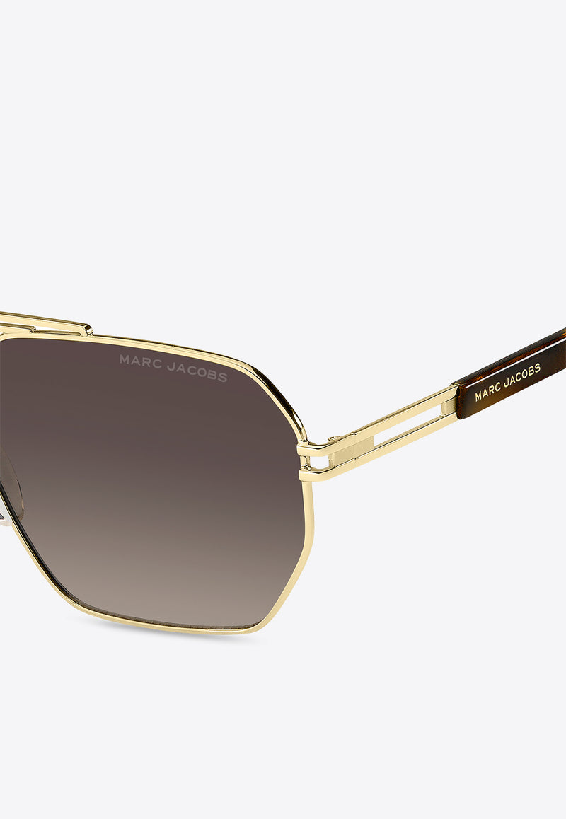 Marc Jacobs Refined Aviator Square Sunglasses MARC 748 S 0-06J GOLD HAVANA Brown