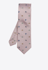 Etro Embroidered-Pegaso Silk Tie  MASA0001 AQ035-S9875 Pink