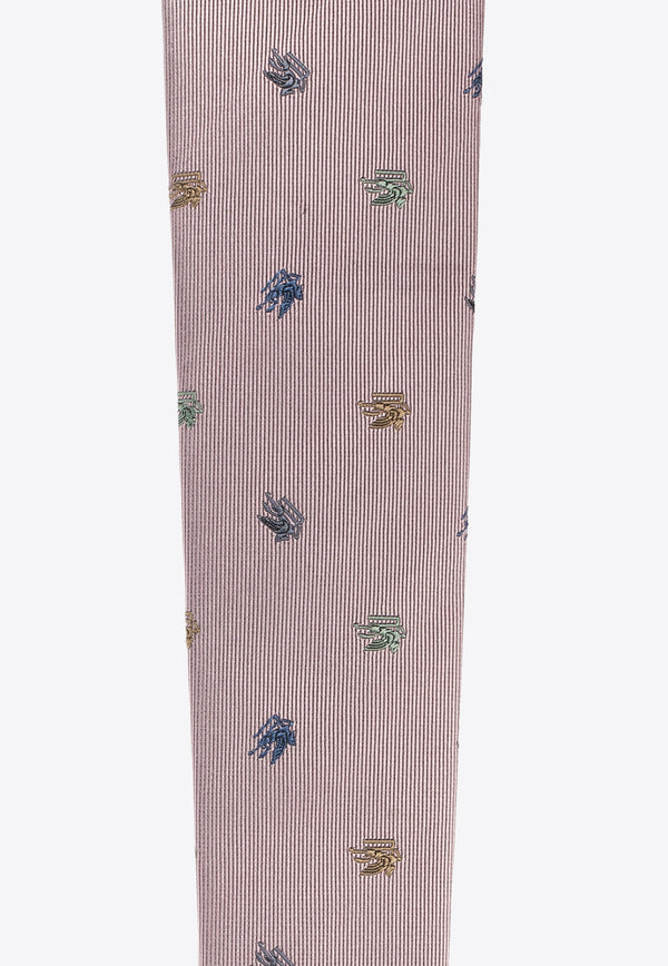 Etro Embroidered-Pegaso Silk Tie  MASA0001 AQ035-S9875 Pink