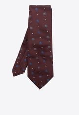 Etro Embroidered-Pegaso Silk Tie  MASA0001 AQ034-S9865 Burgundy