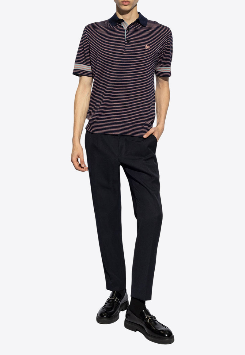 Etro Striped Knitted Polo T-shirt MRKF0004 AC221-S8455 Navy