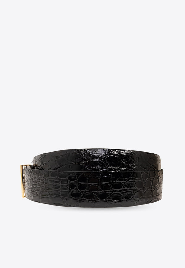 Tom Ford Signature T Leather Belt Black TB178 ECY001G-1N001