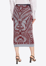 Etro Paisley Wool Midi Skirt WRKB0029 AQ025-S9000 Burgundy