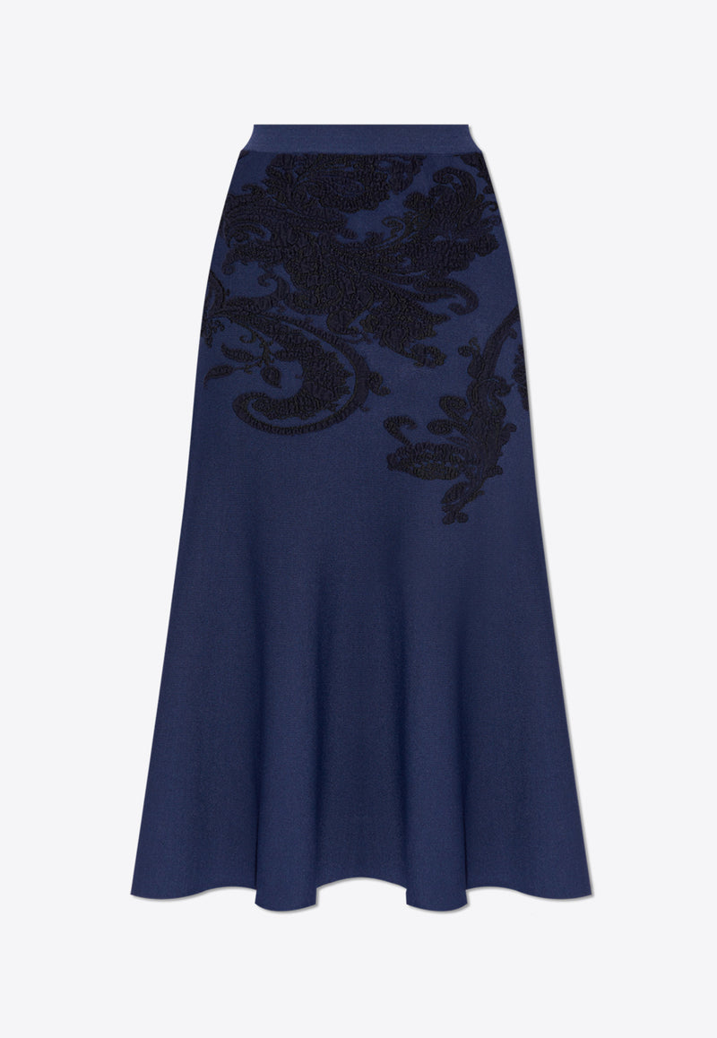 Etro Paisley-Pattern Midi Skirt WRKB0026 AV357-X0887 Navy