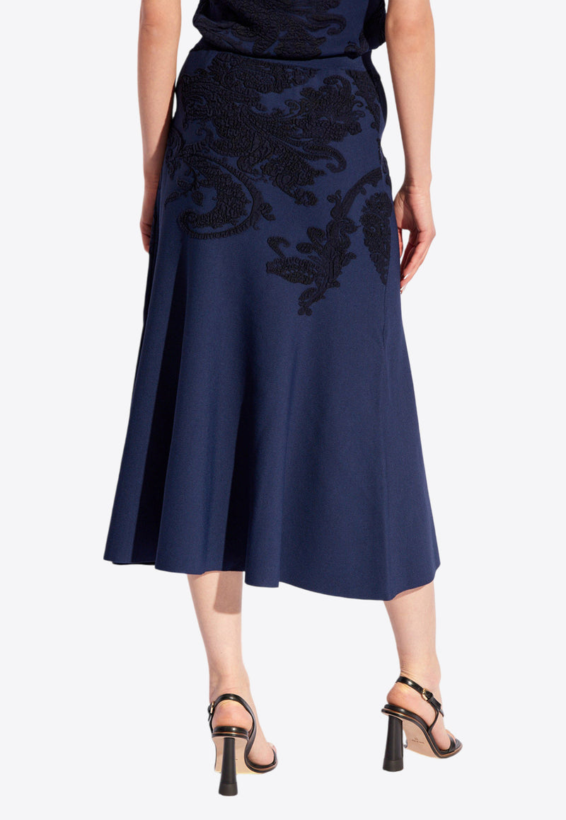 Etro Paisley-Pattern Midi Skirt WRKB0026 AV357-X0887 Navy