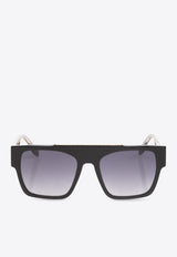 Marc Jacobs Logo-Print Rectangle Sunglasses MARC 757 S 0-1EI BLACK PATTERN GREY Gray