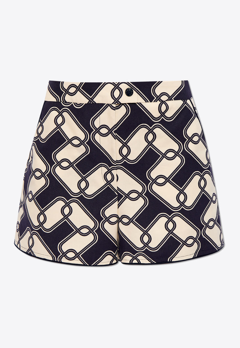 Moncler Abstract-Print Mini Shorts Navy J10932B00009 597MI-F70