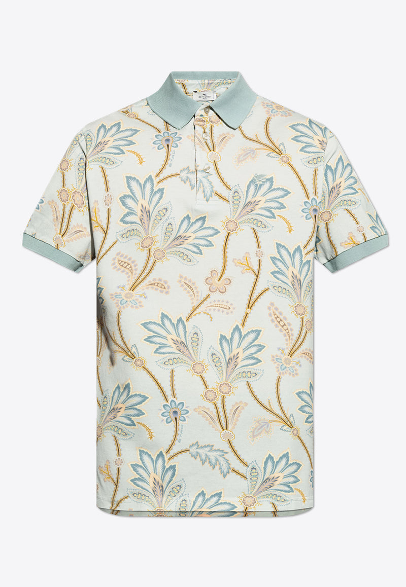 Etro Paisley-Print Polo T-shirt MRMD0004 AJ222-X0880 Light blue