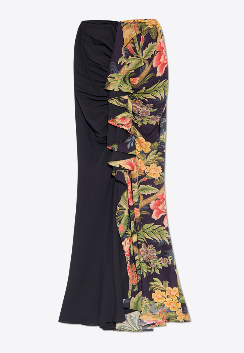 Etro Floral Print Ruched Maxi Skirt  Multicolor WRFA0064 99SADB8-X0883