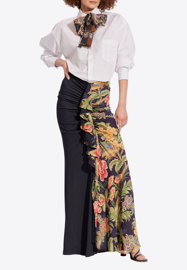 Etro Floral Print Ruched Maxi Skirt  Multicolor WRFA0064 99SADB8-X0883