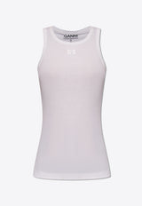 GANNI Butterfly Logo-Embroidered Tank Top White T3897 3675-151