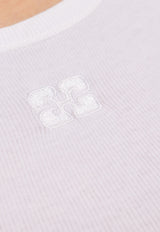 GANNI Butterfly Logo-Embroidered Tank Top White T3897 3675-151