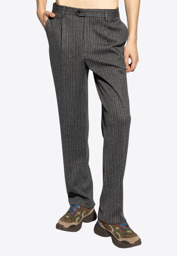 Etro Striped Wool-Blend Pants Gray MREA0001 99JRB01-S8450