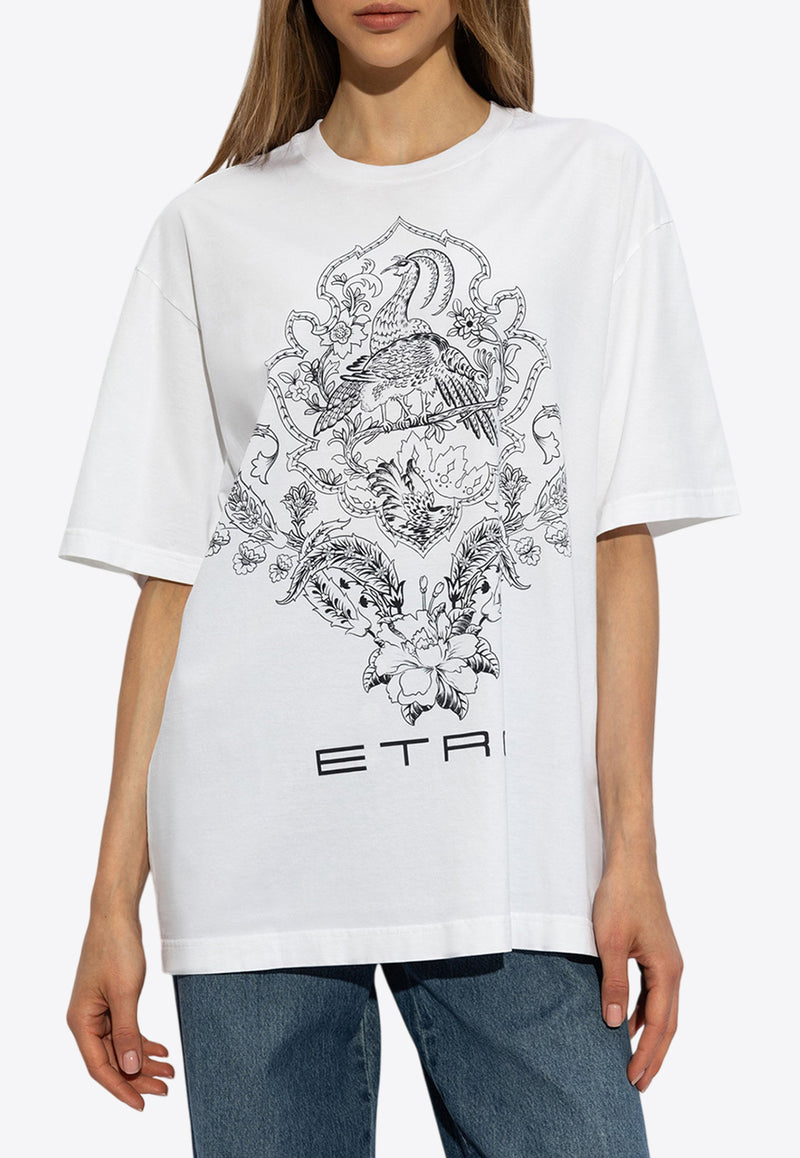 Etro Floral Print Crewneck T-shirt White WRMA0007 AK412-S9004