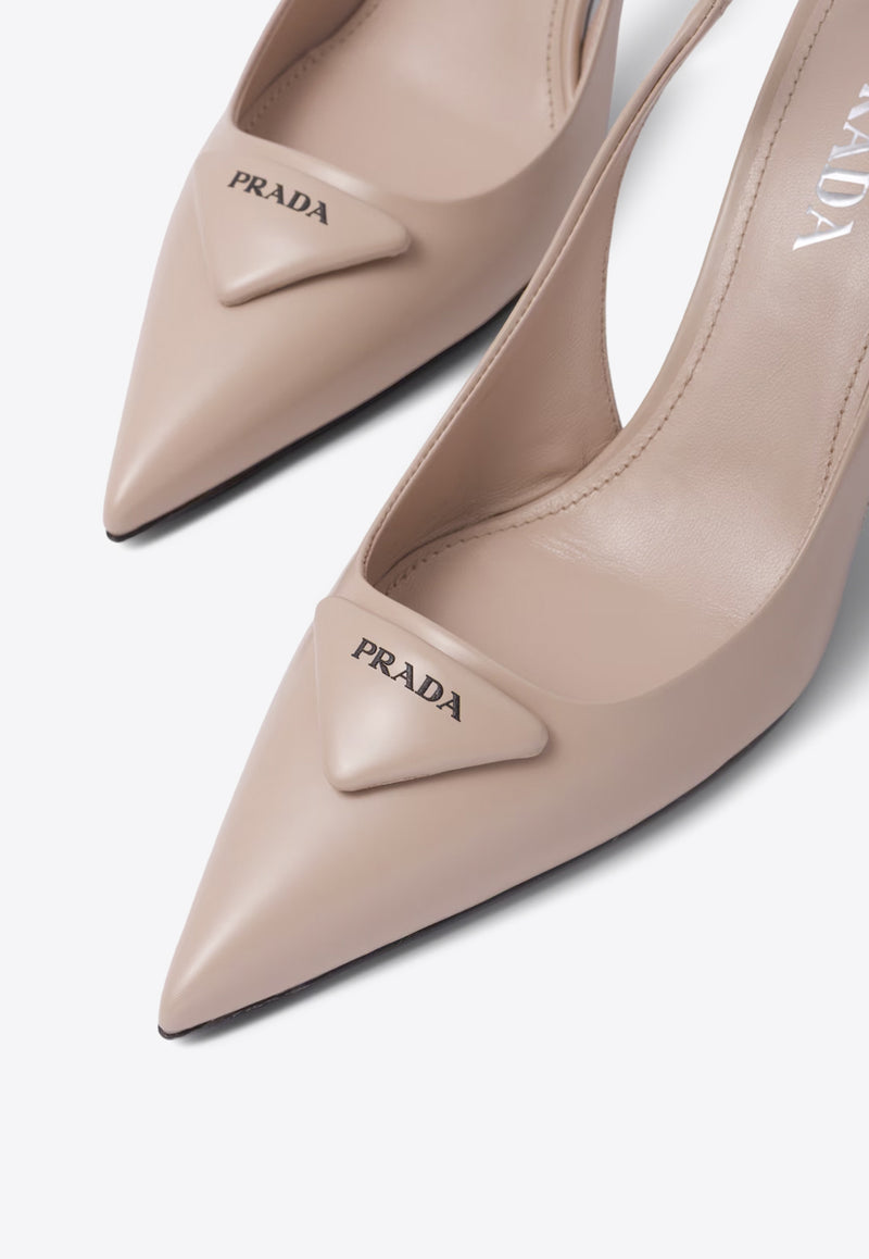 Prada 75 Brushed Leather Slingback Pumps Beige 1I901MFDD55055_F0236