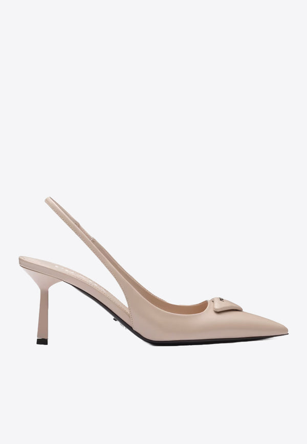 Prada 75 Brushed Leather Slingback Pumps Beige 1I901MFDD55055_F0236