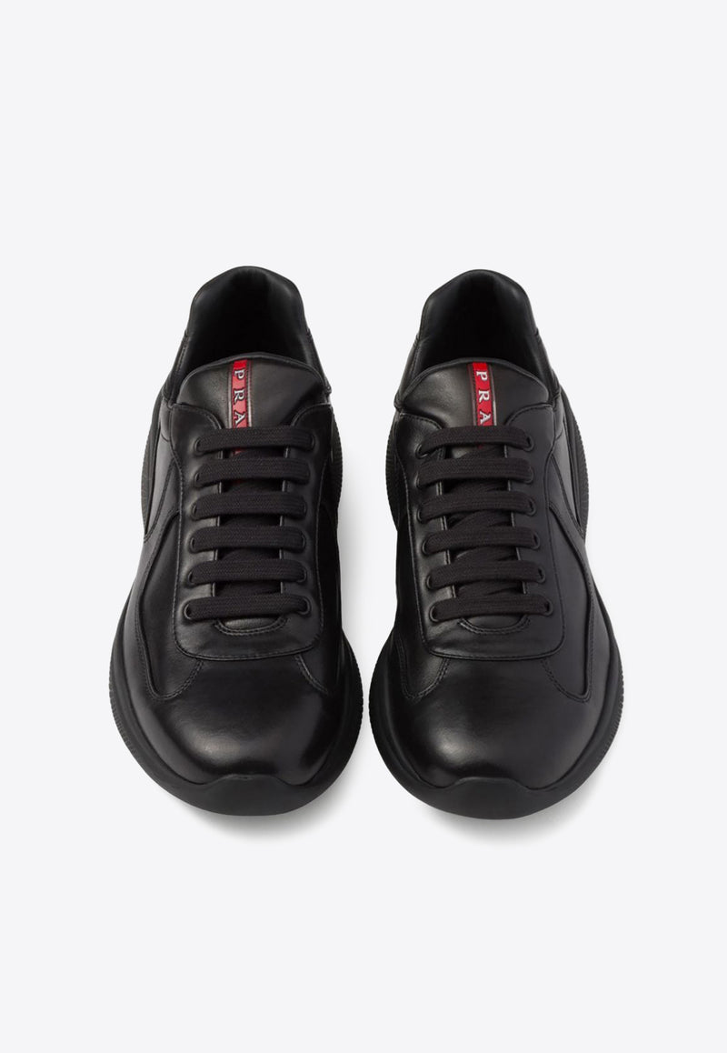 Prada America
s Cup Leather Sneakers  Black 4E3400038_F0002