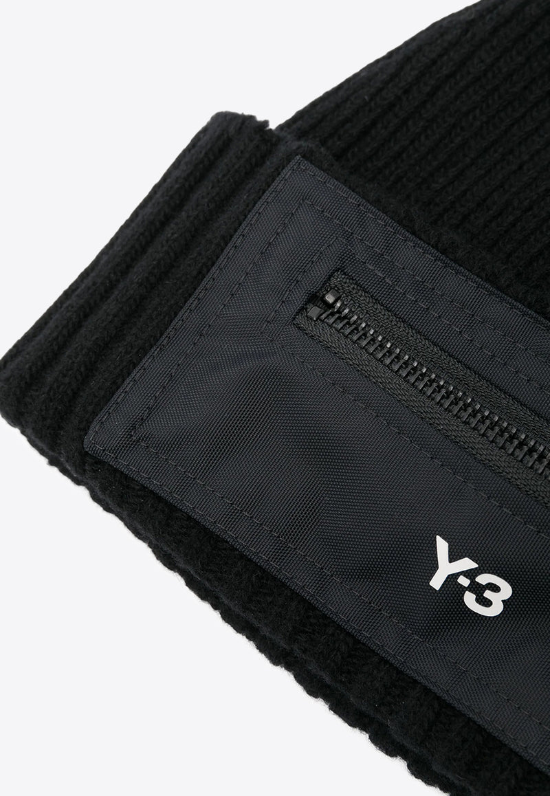 Y-3 Logo Wool Beanie with Pocket Black IY9273_BLACK