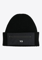 Y-3 Logo Wool Beanie with Pocket Black IY9273_BLACK