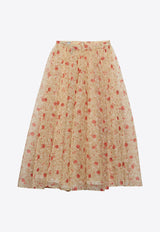 Prada Floral-Printed Midi Skirt Red P169KSOOO15AD_F0011