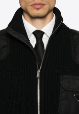 Prada Enamel-Triangle Zip-Up Jacket Black UMG335SOOO145N_F0002