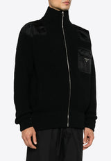 Prada Enamel-Triangle Zip-Up Jacket Black UMG335SOOO145N_F0002