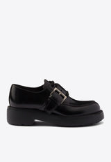 Prada Brushed Leather Lace-Up Shoes Black 1E590NFG050055_F0002