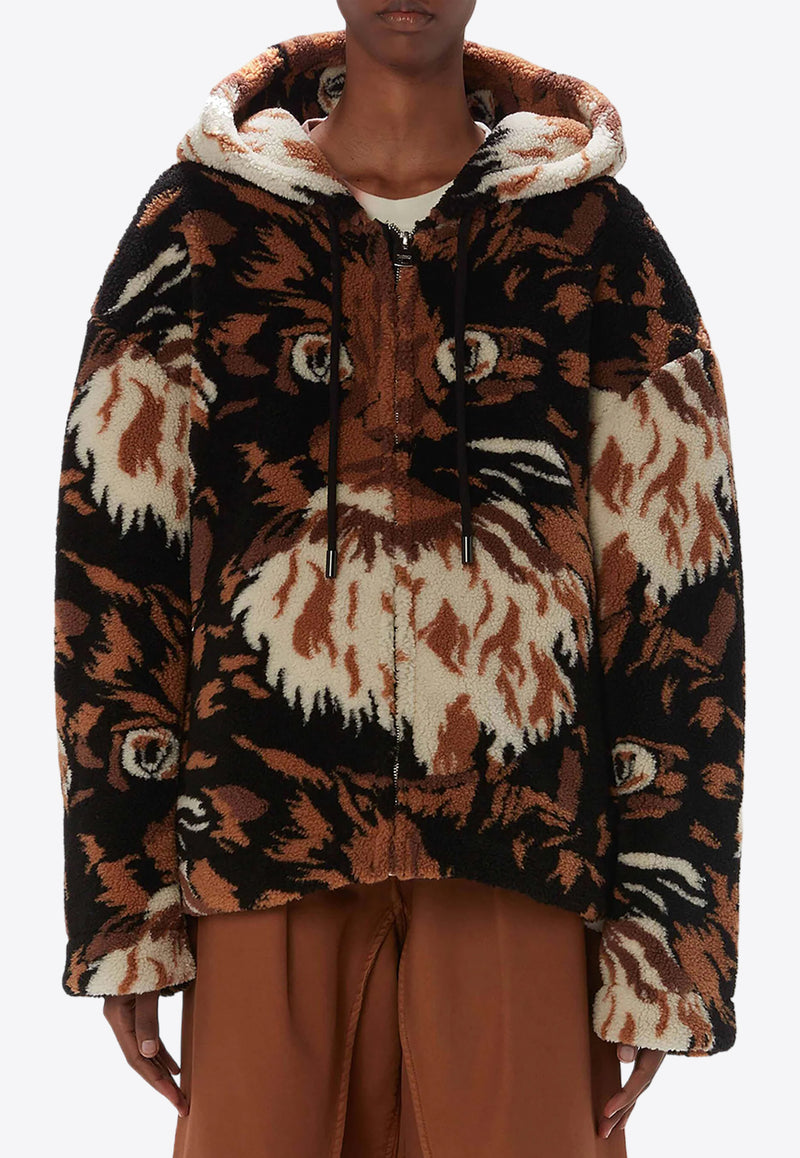 JW Anderson Graphic Print Faux-Fur Jacket Brown JK0337PG1585_600