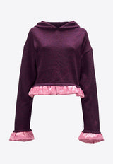 JW Anderson Satin-Trimmed Cropped Hoodie Purple KW1224YN0375_489